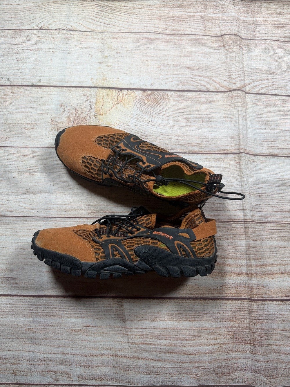 Gorpcore Granola Camping Hiking Rust Brown Black Trail Sneakers with Quick-Lace